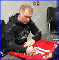 Paul Scholes Back Signed Manchester United 2021-22 Home Shirt UCL Edition In He