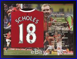Paul Scholes Framed Manchester United Signed 18 Football Shirt With Proof & Coa