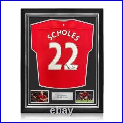 Paul Scholes Signed Manchester United 2011-12 Football Shirt. Superior Frame
