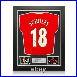 Paul Scholes Signed Manchester United 2022-23 Football Shirt. Standard Frame Paul Scholes Signed Manchester United 2022-23 Football Shirt. Standard Frame