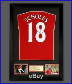 Paul Scholes Signed Manchester United Football Shirt In A Framed Presentation