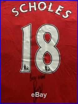 Paul Scholes Signed Manchester United Number 18 Home Shirt