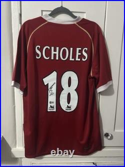 Paul Scholes Signed Manchester United Retro Shirt With Beckett Authenticated COA