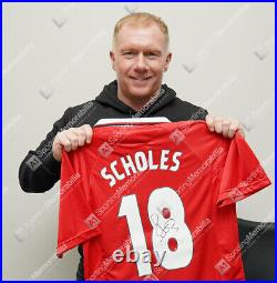 Paul Scholes Signed Manchester United Shirt 1999, Home, UCL, Number 18
