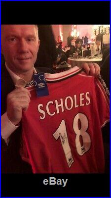 Paul Scholes Signed Manchester United shirt Treble season shirt 1999 mufc