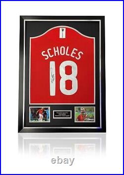 Paul Scholes signed framed Football Manchester United Red Home 2008 shirt MUFC