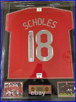 Paul Scholes signed framed Manchester United Home Shirt With Coa