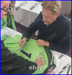 Peter Schmeichel Hand Signed Mancheter United 1999 Replica Shirt in AAA Gift Box Peter Schmeichel Hand Signed Mancheter United 1999 Replica Shirt in AAA Gift Box