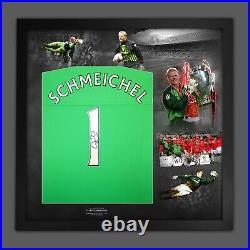 Peter Schmeichel Signed Manchester United Football Shirt In Framed Display