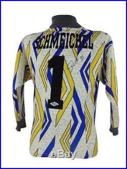 Peter Schmeichel Signed Manchester United Retro Gk Shirt+photo Proofsee Sign