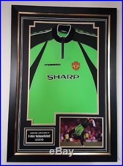 Peter Schmeichel of Manchester United 1999 Signed Photo Shirt Autograph Display
