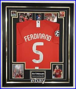 RIO FERDINAND of Manchester United Signed Shirt Autographed Jersey Frame Display