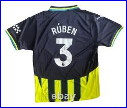 RÚBEN DIAS Hand Signed Manchester City 24/25 Away Football Shirt Proof/COA