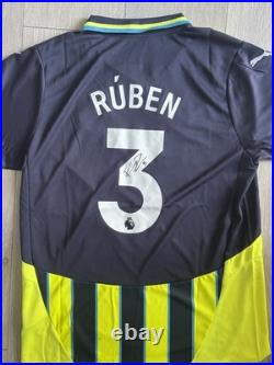 RÚBEN DIAS Hand Signed Manchester City 24/25 Away Football Shirt Proof/COA