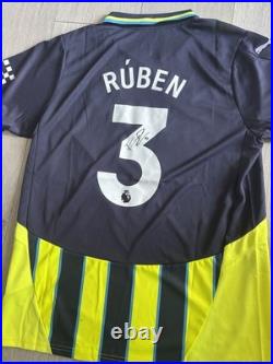 RÚBEN DIAS Hand Signed Manchester City 24/25 Away Football Shirt Proof/COA