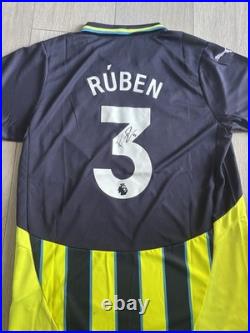 RÚBEN DIAS Hand Signed Manchester City 24/25 Away Football Shirt Proof/COA