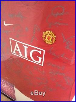 Rare 2007-8 Manchester United Treble Winning Squad Signed Shirt