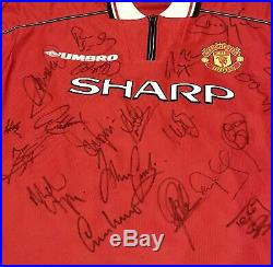 Rare, GENUINE, Manchester United 1998 / 1999 Treble Winners Squad Signed Shirt Rare, GENUINE, Manchester United 1998 / 1999 Treble Winners Squad Signed Shirt