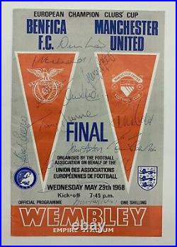 Rare Manchester United 1968 European Cup Final Signed Programme + COA CHARLTON