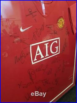 Rare Manchester United Double Winning Squad Signed Shirt Framed 2008