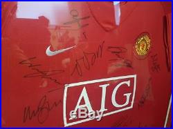 Rare Manchester United Double Winning Squad Signed Shirt Framed 2008