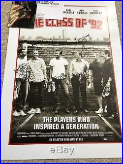 Rare Manchester United Hand Signed The Class Of'92 Poster Beckham Giggs Scholes