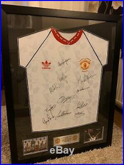 Rare! Manchester United Signed Shirt By Manu Squad COA In Frame 1991 Cup Winners