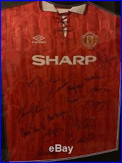 Rare! Manchester United Signed Shirt By Manu Squad COA In Frame 1993-1994 FA Cup