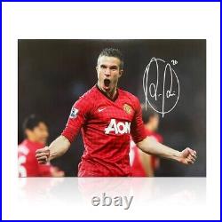 Robin Van Persie Signed Manchester United Football Photo Celebrating