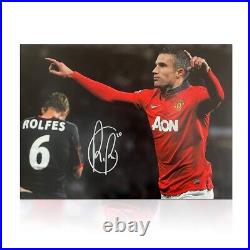 Robin Van Persie Signed Manchester United Football Photo Leverkusen Goal