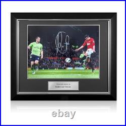 Robin Van Persie Signed Manchester United Football Photo Volley. Deluxe Frame Robin Van Persie Signed Manchester United Football Photo Volley. Deluxe Frame