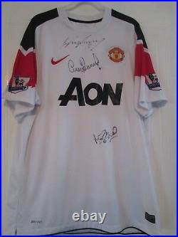 Rooney, O'Shea, Pallister Signed Manchester United Away Football Shirt COA 43940
