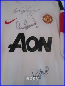 Rooney, O'Shea, Pallister Signed Manchester United Away Football Shirt COA 43940