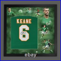Roy Keane Signed Ireland Football Shirt In Framed Picture Mount Presentation