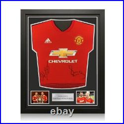 Ryan Giggs & Paul Scholes Signed Manchester United Shirt. Standard Frame