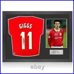 Ryan Giggs Signed Manchester United 1999 UCL Football Shirt. Icon Frame