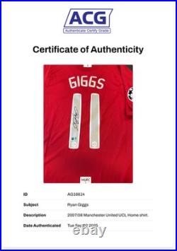 Ryan Giggs Signed Manchester United 2008 Ucl Moscow Shirt (acg Cert Ag16614)