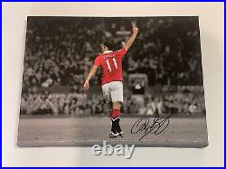 Ryan Giggs Signed Manchester United Football Club 16x12 Canvas COA