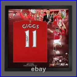 Ryan Giggs Signed Manchester United Football Shirt Framed Picture Mount Display
