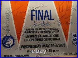 SIGNED By Man Utd Team 1968 European Cup Final Benfica v Manchester United