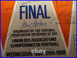 SIGNED By Man Utd Team 1968 European Cup Final Benfica v Manchester United