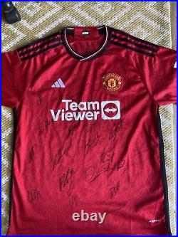 SIGNED MANCHESTER UNITED SHIRT Club COA 2023-2024 Signed By 19