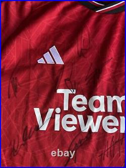 SIGNED MANCHESTER UNITED SHIRT Club COA 2023-2024 Signed By 19