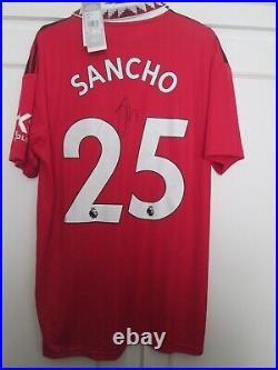 Sancho 25 2022-2023 Signed Manchester United Home Football Shirt COA BNWT /57320
