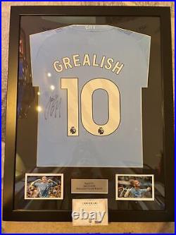 Signed And Framed Jack Grealish Signed Manchester City Home Shirt With COA