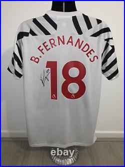 Signed Bruno Fernandes Manchester United 20/21 Away Shirt Proof Portugal