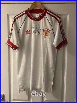 Signed Bryan Robson MANCHESTER UNITED SHIRT Retro 1991 ECWC With COA
