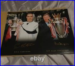 Signed Cantona And Ferguson Manchester United Autograph Photo With Coa 16x12 Signed Cantona And Ferguson Manchester United Autograph Photo With Coa 16x12