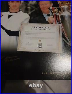 Signed Cantona And Ferguson Manchester United Autograph Photo With Coa 16x12 Signed Cantona And Ferguson Manchester United Autograph Photo With Coa 16x12
