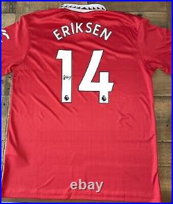 Signed Christian Eriksen Manchester United 22/23 Home Shirt Proof Denmark 1